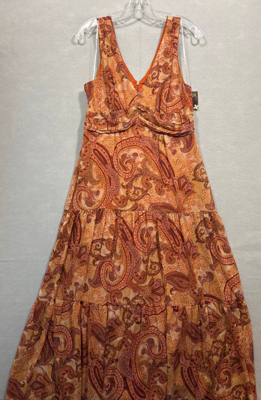 Taylor Dress 3033M Paisley Sleeveless V‑Neck Tiered Maxi Dress Size 10